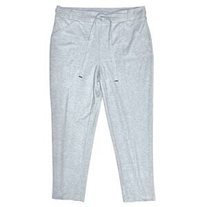 WREN NEW YORK Incredibly Soft Twill Belted Tapered Ankle Trouser Light Gray Sz L